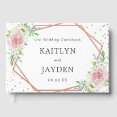 Chic Geometric Rose Gold Foil Floral Wedding Gästebuch (Vorderseite)