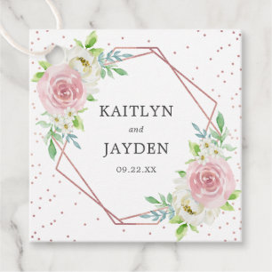 Chic Geometric Rose Gold Foil Floral Wedding Geschenkanhänger