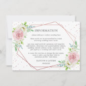 Chic Geometric Rose Gold Foil Floral Wedding Info Einladung (Vorderseite)