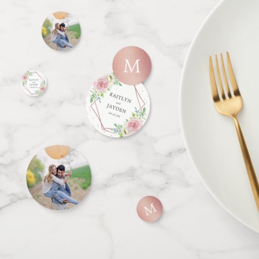 Chic Geometric Rose Gold Foil Floral Wedding Konfetti (Gruppe)