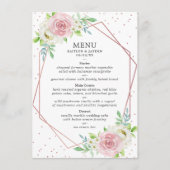Chic Geometric Rose Gold Foil Floral Wedding Menükarte (Vorderseite)