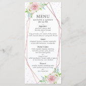 Chic Geometric Rose Gold Foil Floral Wedding Menükarte (Vorderseite)