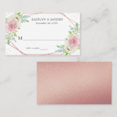 Chic Geometric Rose Gold Foil Floral Wedding Platzkarte (Vorne/Hinten)