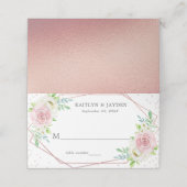 Chic Geometric Rose Gold Foil Floral Wedding Platzkarte (Außenseite Aufgefaltet)
