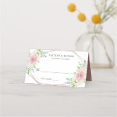 Chic Geometric Rose Gold Foil Floral Wedding Platzkarte (Vorderseite)