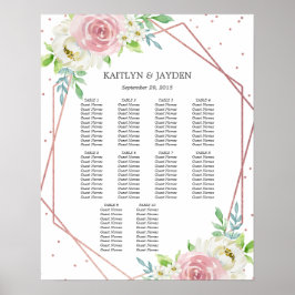 Chic Geometric Rose Gold Foil Floral Wedding Poster
