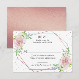 Chic Geometric Rose Gold Foil Floral Wedding RSVP Einladung
