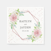 Chic Geometric Rose Gold Foil Floral Wedding Serviette (Vorderseite)