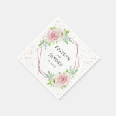 Chic Geometric Rose Gold Foil Floral Wedding Serviette (Ecke)
