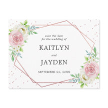 Chic Geometric Rose Gold Foil Save the Date