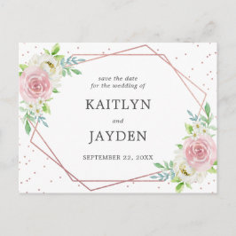 Chic Geometric Rose Gold Foil Save the Date Ankündigungspostkarte
