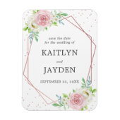 Chic Geometric Rose Gold Foil Save the Date Magnet (Vertikal)