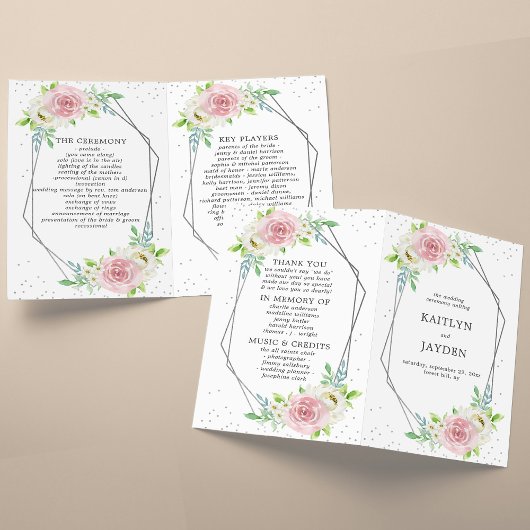 Chic Geometric Silver Foil Floral Wedding