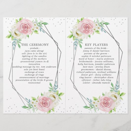 Chic Geometric Silver Foil Floral Wedding (Rückseite)