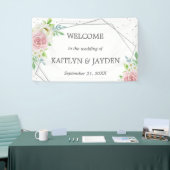 Chic Geometric Silver Foil Floral Wedding Banner (Messeveranstaltung)