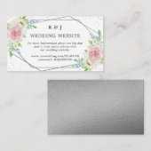 Chic Geometric Silver Foil Floral Wedding Begleitkarte (Vorne/Hinten)