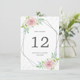Chic Geometric Silver Foil Floral Wedding Einladung