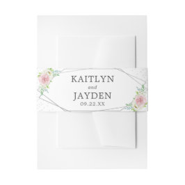 Chic Geometric Silver Foil Floral Wedding Einladungsbanderole