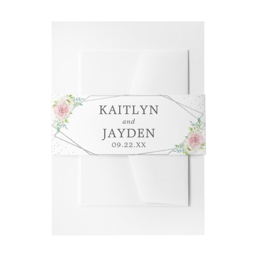 Chic Geometric Silver Foil Floral Wedding Einladungsbanderole (Vorderseite Beispiel)