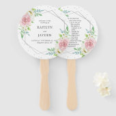 Chic Geometric Silver Foil Floral Wedding Fächer (Vorne und Hinten)