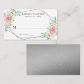 Chic Geometric Silver Foil Floral Wedding Platzkarte (Vorne/Hinten)