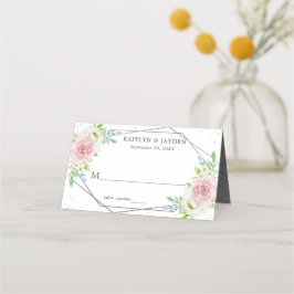 Chic Geometric Silver Foil Floral Wedding Platzkarte