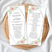 Chic Geometric Silver Foil Floral Wedding Program Werbekarte