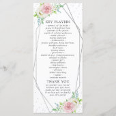 Chic Geometric Silver Foil Floral Wedding Programm (Rückseite)