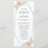 Chic Geometric Silver Foil Floral Wedding Programm (Vorderseite)