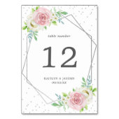 Chic Geometric Silver Foil Floral Wedding Tischnummer (Rückseite)