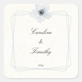 Chic Geometric Watercolor Anemone Blumenhochzeit Quadratischer Aufkleber