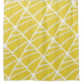 Chic Geometric Yellow White Pattern Duschvorhang (Vorderseite)