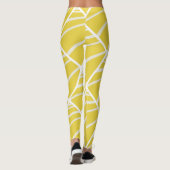 Chic Geometric Yellow White Pattern Leggings (Rückseite)