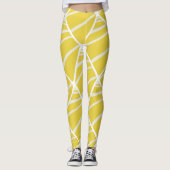 Chic Geometric Yellow White Pattern Leggings (Vorderseite)