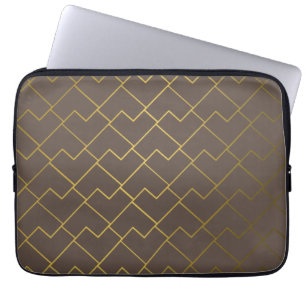 Chic Geometrisch Golden Kaffee Schokoladenbraun Laptopschutzhülle