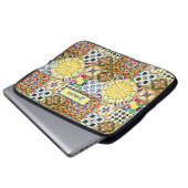 Chic geometrisch mediterrane orangefarbene Fliesen Laptopschutzhülle (Vorne Knopf)