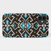 Chic geometrisches schwarzes aquamarines ikat Case-Mate iPhone hülle (Rückseite (Horizontal))