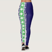 Chic Geometry: Blaue grüne moderne Leggings (Rückseite)