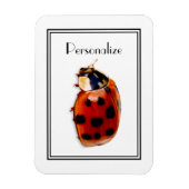 Chic Gepunktet Ladybug mit Namen Magnet (Vertikal)