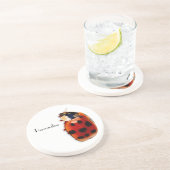 Chic-gepunkteter Marienkäfer mit Namen Sandstein Untersetzer (Seite)