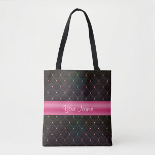 Chic gestepptes rosa schwarzes buntes tasche