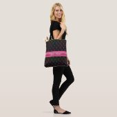 Chic gestepptes rosa schwarzes buntes tasche (Am Model)