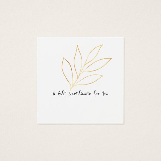 Chic Gift Certificate Template ADD LOGO Gold Leaf (Vorderseite)