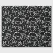 Chic Giftwrap, Lilies of the Valley on Black Geschenkpapier (Flach)