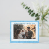 Chic Gingham Hanukkah Christmas Custom 3 Foto Feiertagspostkarte (Stehend Vorderseite)