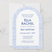 Chic Gingham Modern Custom QR Bat Bar Mitzvah Arch Einladung (Vorderseite)