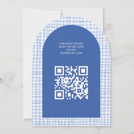 Chic Gingham Modern Custom QR Bat Bar Mitzvah Arch Einladung (Rückseite)