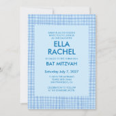 Chic Gingham Modern Custom QR CODE Bat Bar Mitzvah Einladung (Vorderseite)