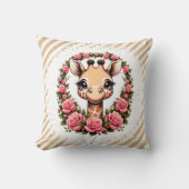 Chic Giraffe mit Blumenkrone Kissen (Vorderseite)