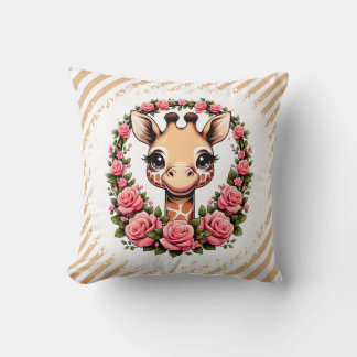 Chic Giraffe mit Blumenkrone Kissen